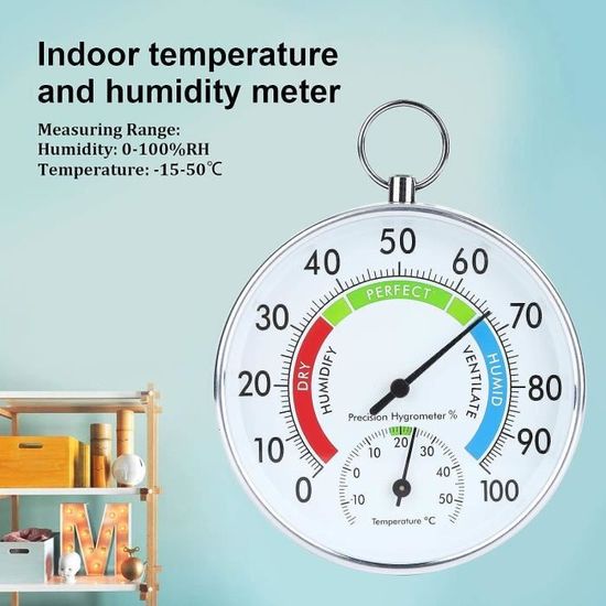 Thermomètre Hygromètre Intérieur, Mesureur De Température Et D'humidité En Alliage D'aluminium Pour Contrôle Fiable Et Confortable De La Température Ambiante (3.9 X 3.9 X