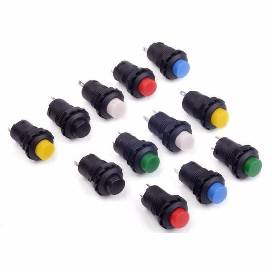 Interrupteur Bouton Poussoir Verrouillage 12 Mm - Lot De 2, étanche IP66, Câble 20 Cm, Pour Klaxon, Sonnette, 3-220V