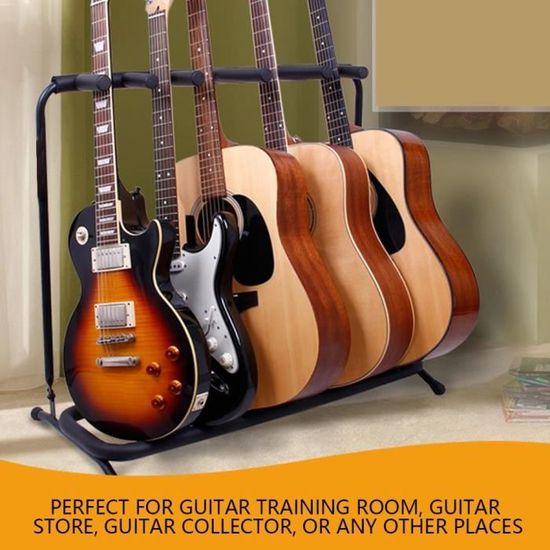 Support Guitare 5 Places - Rack Métallique Avec Protection Caoutchouc - Pour Magasin Ou Collection