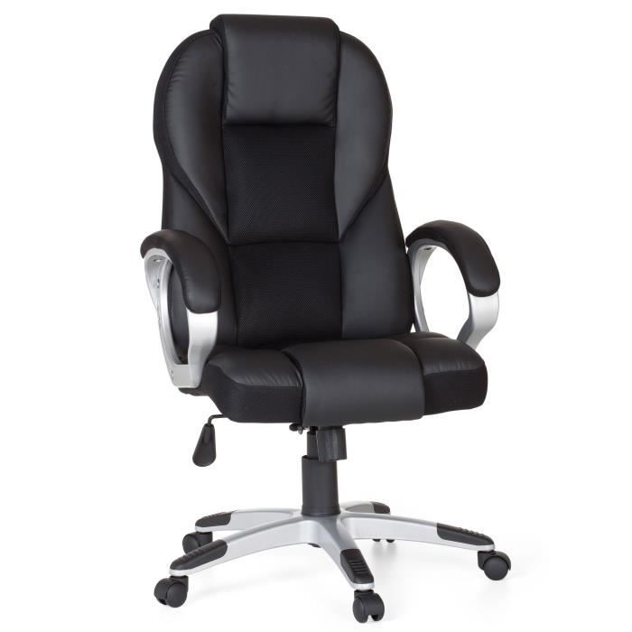 Amstyle chaise de bureau RACE Noir Gaming président exécutif Racer chaise pivotante mécanisme synchrone chaise 120kg bureau