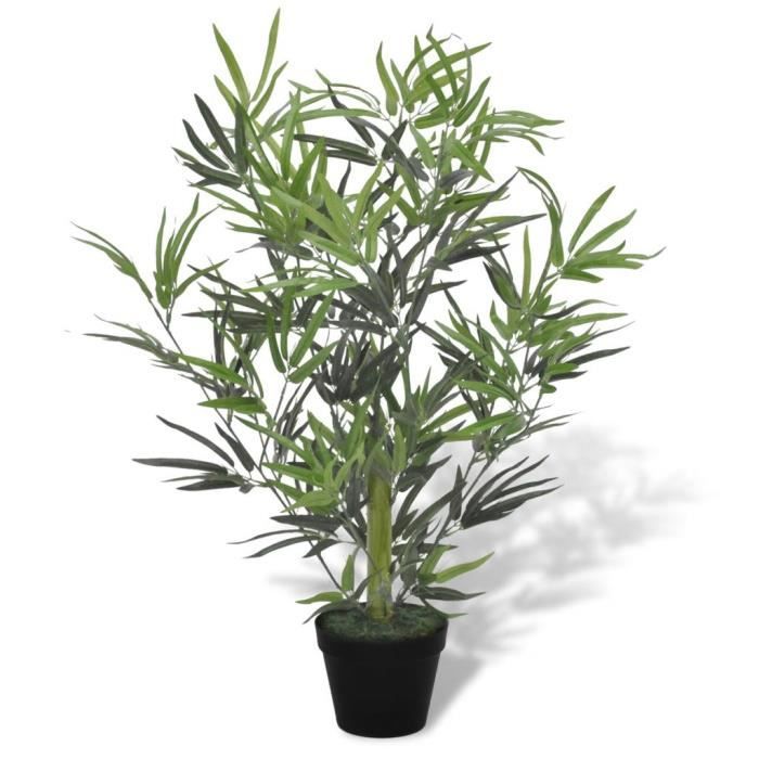 KAI Bambou artificiel avec pot 80 cm Fleurs - plantes artificielles plastique et fil métallique vert