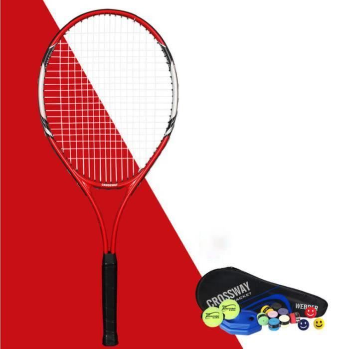 Raquette de tennis 1 paquet de raquette de tennis d'entraînement pour débutant en alliage d'aluminium de 27 pouces avec corde