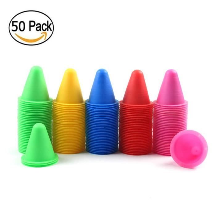 Jetcco Slalom Cônes Plot Slalom Roller Skating Patinage Pile Obstacle Lot de 50 Bleu