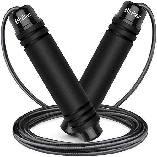 Corde à Sauter, Blukar Speed Jump Rope Réglable pour Enfant & Adulte, Roulements à Billes en Acier, Poignées Antidérapantes en
