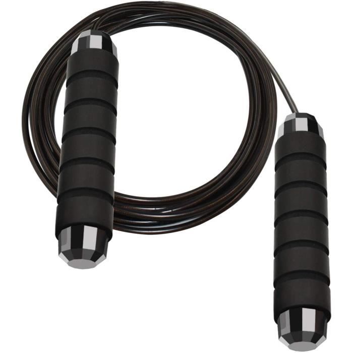 Jetcco Corde à Sauter Corde à Sauter réglable avec poignées en Mousse et sans nœuds, Corde à Sauter lestée pour Le Crossfit Noir