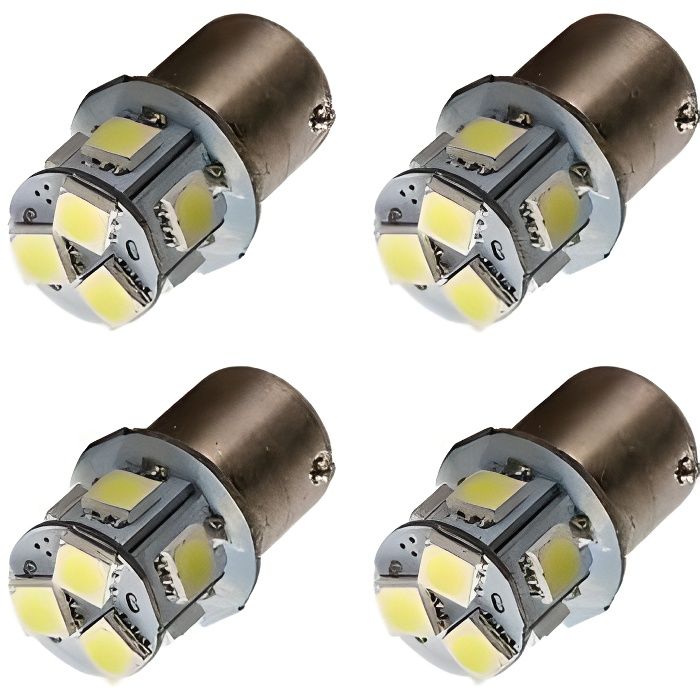 Ampoule BA15S P21W LED 8 leds smd 6000K Veilleuses 1156 Feux Auto Moto 4pcs