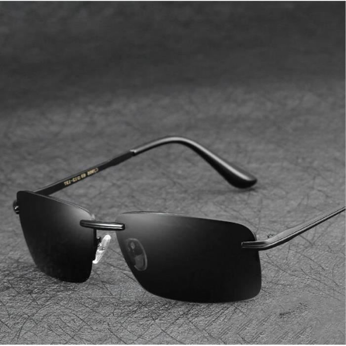 Organgonfa Lunettes de soleil Hommes Lumière polarisée Métal Classique Lunettes sans cadre Anti-éblouissement Conducteur de conduite