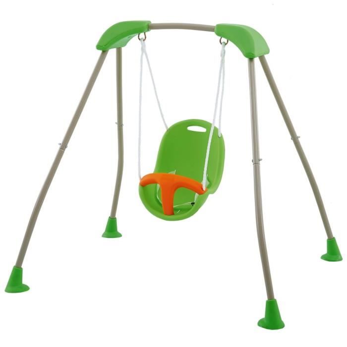 Joli & Mode 4645 - Balançoire Portique Design Moderne - Balançoire pour Enfants pliable de bébé Tatou Funny 118x142x124cm J-10180P8