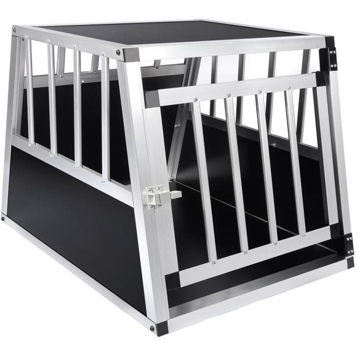 EUGAD Cage de transport pour chien en aluminium, Caisse de transport, Boîte de transport,Boîte de voyage, 69x54x51 cm, Noir