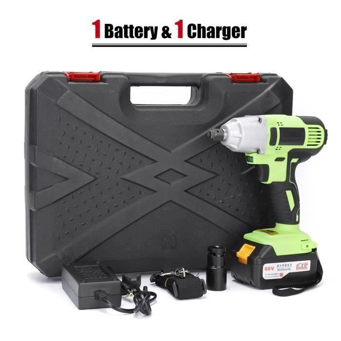 TEMPSA 68V Sans Fil Clé à Choc Électrique 400Nm Boulonneuse 1-2x 8000mAhBatterie Li-ion 1 batterie 1 chargeur