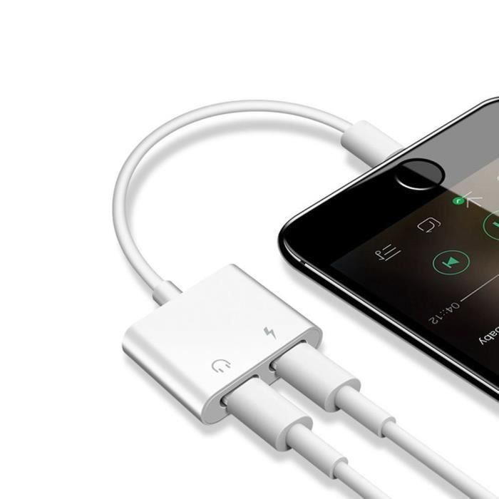 iPhone 8/7 Adaptateur Lightning Audio Charge, Double Port Lightning Adaptateur, Ecouter Musique et Charger Votre iPhone 7 Plus