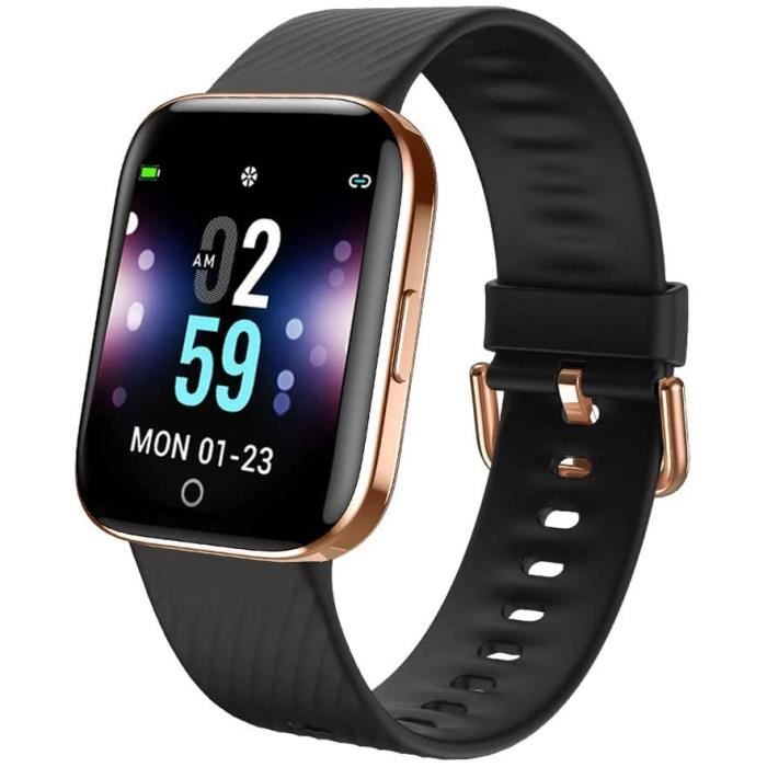 Montre Connectée CHRONUS pour Femme Homme Sport Avec Fitness Tracker d'Activité pour Android iOS-Noir