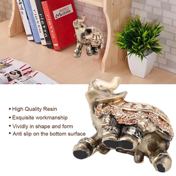 Sonew Figurine d'éléphant Chanceux Feng Shui Golden Elephant Statue Sculpture Richesse Figurine Cadeau Décoration (S)