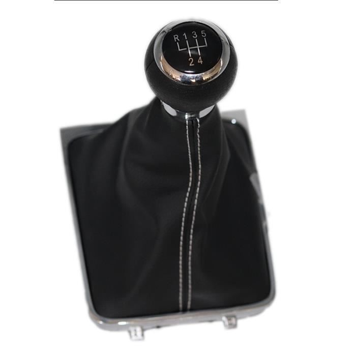 5 Speed White line -Pommeau de levier de changement de vitesse en Chrome et cuir, pour VW Passat B6 CC 3C R36 TDI TFSI TSI (2006 – 2
