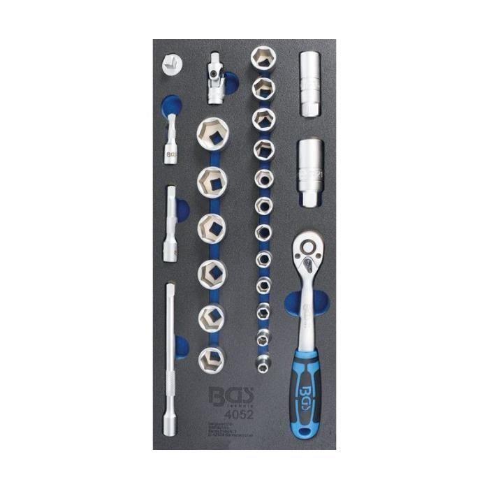 Insert de servante d'atelier 1/3 : Jeu de clé à douilles 10 mm (3/8) 26 pièces