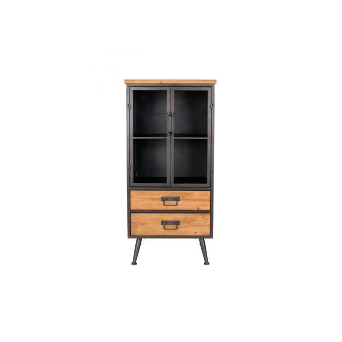 Petite vitrine industrielle bois et métal Damian - Boite à design gris Gris
