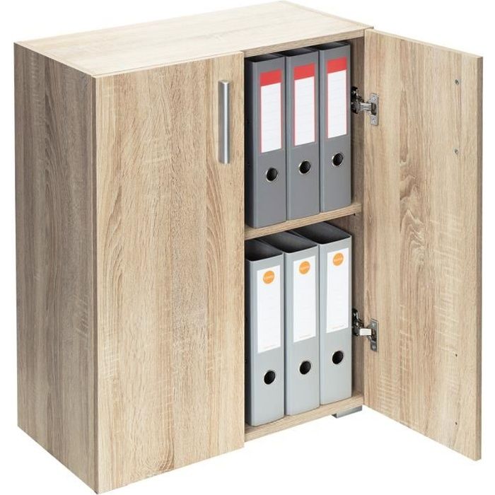 Armoire polyvalente Meuble de rangement avec portes -Vela- Chêne 2 Compartiments