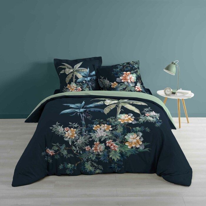 PARURE DE LIT 3 PIECES 260 x 240 CM IMPRIME 57 FILS DESSIN PLACE MIDNIGHT VELVET