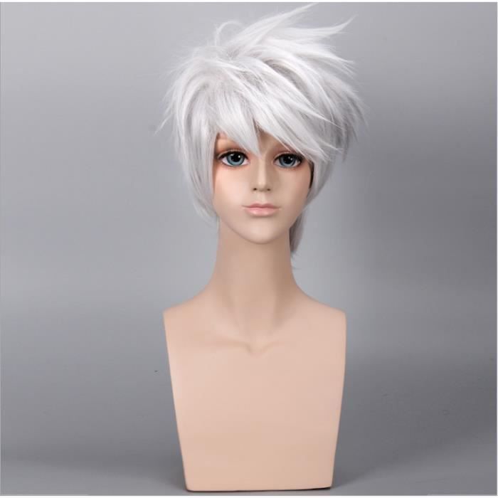 Nouveau -Naruto- Perruques Cosplay 35cm Short blanc hommes perruque synthétique cheveux cosplay