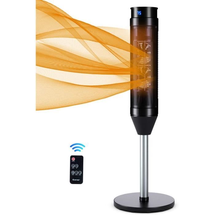 GOPLUS Radiateur Soufflant Céramique Colonne de1200W/2000Wavec Télécommande,Oscillation 40°,Thermostat Réglable 10-49°C,Minuteur 8H