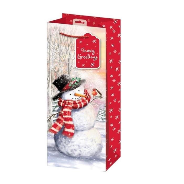 2 x sacs de bouteille de Noël Design Snowman traditionnel Snowman Design