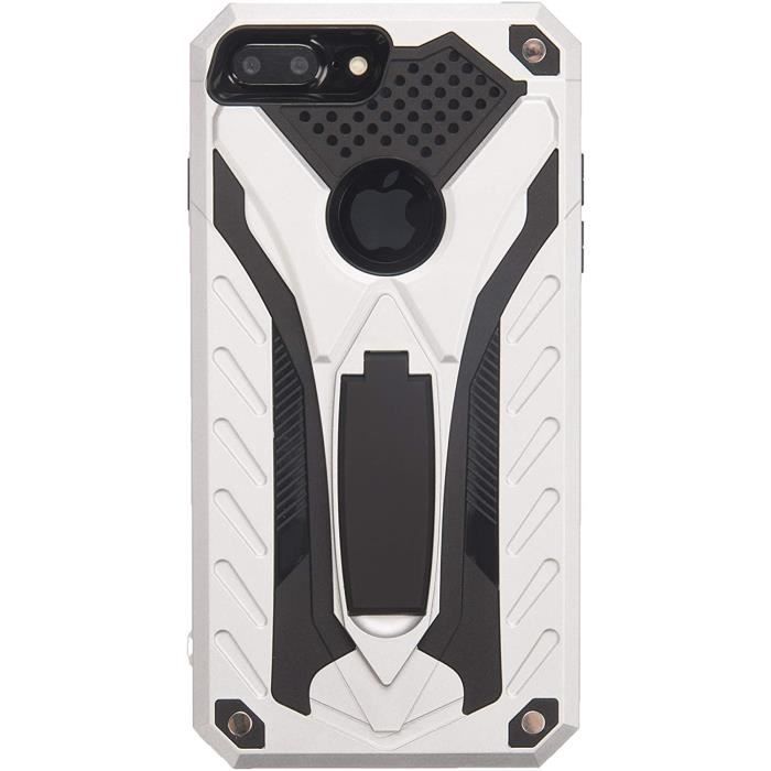 Coque pour iPhone 8-7, Antichoc TPU+PC Cas Anti-Rayures Couverture Arrière ArgentW8577