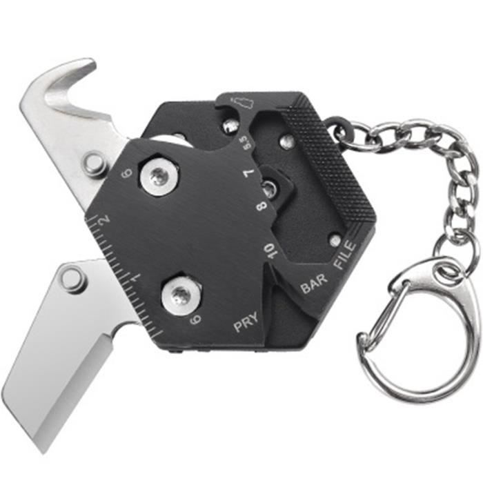 Multifonctions pliable Coin Couteau Mini Porte-clés Pendentif de survie en plein air-noir