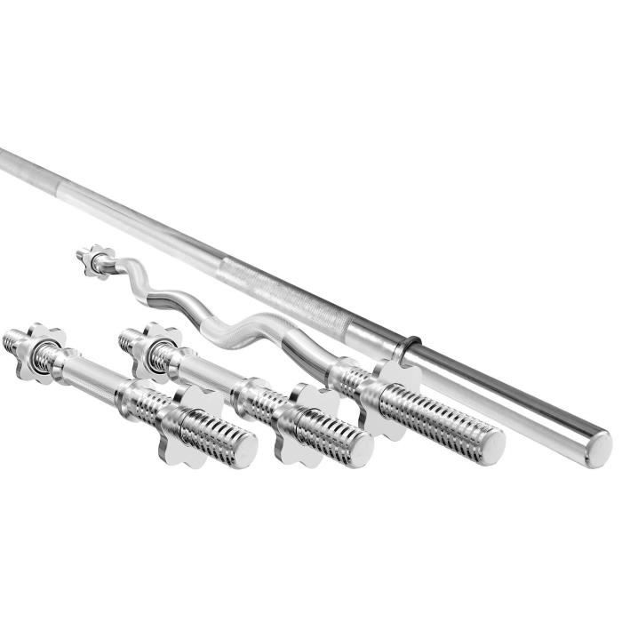 Marbo Sport Set MWG2 - Barre d'haltères 198 cm + barre Curl 120 cm + 2x barre d'haltères 40 cm 30