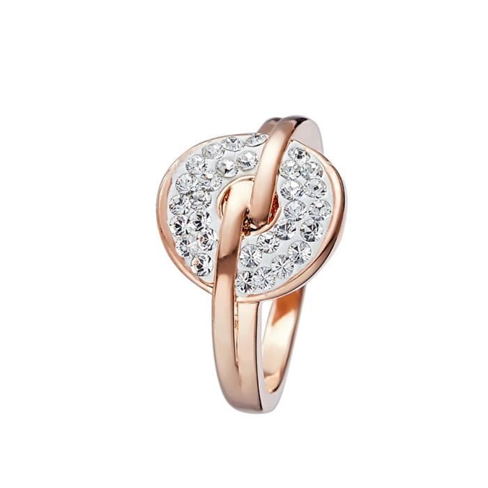 Mes-bijoux.fr - Bague Femme Métal doré Argenté et ornée de Cristaux de Swarovski Element - WBI222Crrgv