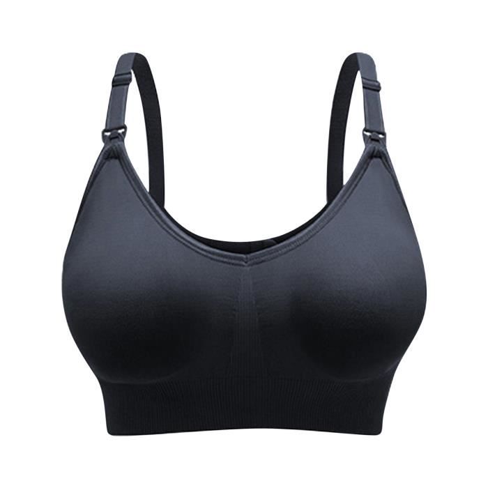 lingerie femme Soutien-gorge d'allaitement sport grande taille en U sans anneau en acier Le noir