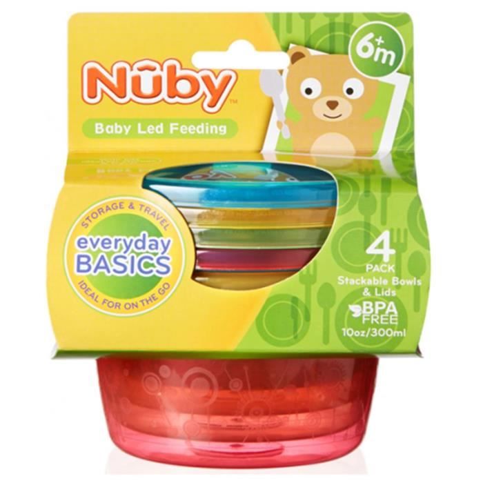 Nuby Bols empilables avec couvercles x4
