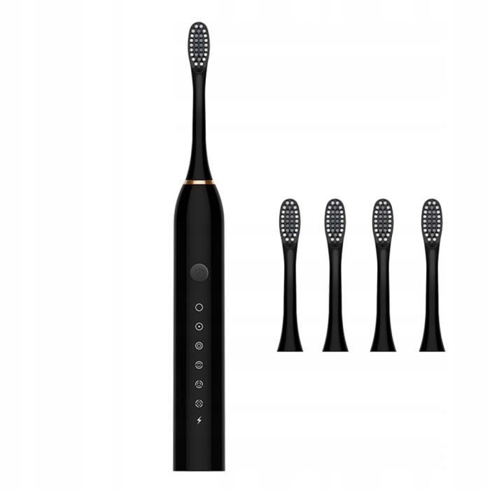 Brosse à dents electrique rechargeable sans fil pour adultes Etanche 6 Modes à choisir noir - Brosse à dents électrique Sonic