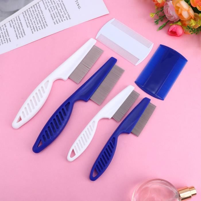 6pcs peigne à dents fines pour animaux de compagnie anti-puces de nettoyage pour de en acier BROSSE - GANT DE BROSSAGE - CARDE