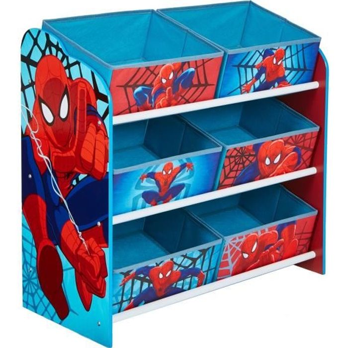 SpiderMan - Meuble de rangement pour chambre d’enfant avec 6 bacs