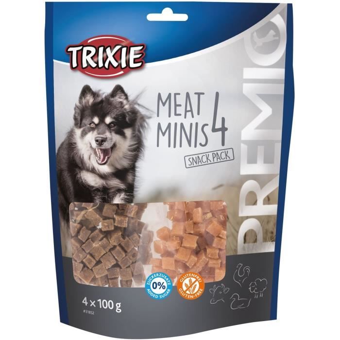 TRIXIE PREMIO 4 Viandes Minis - Poulet, canard, bœuf, agneau - 4 x 100 g - Pour chien