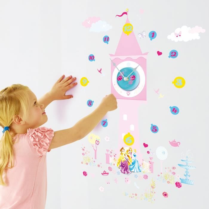 Stickers Horloge Princesse Disney Phosphorescent