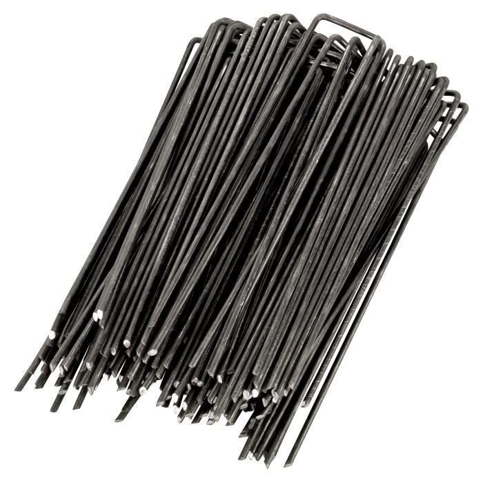 WUNDERGARDEN Lot de 100 piquets de Fixation en Acier pour bâche Anti-Mauvaises Herbes - 150x25mm - Ø2,7mm