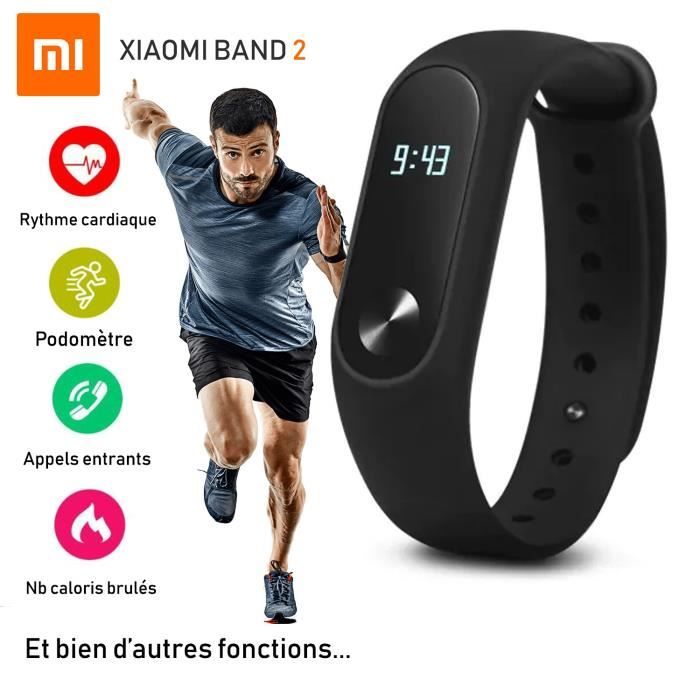 Montre Xiami Mi Band 2 Noire - Ecran Oled - Capteur d'activité et de fréquence cardiaque