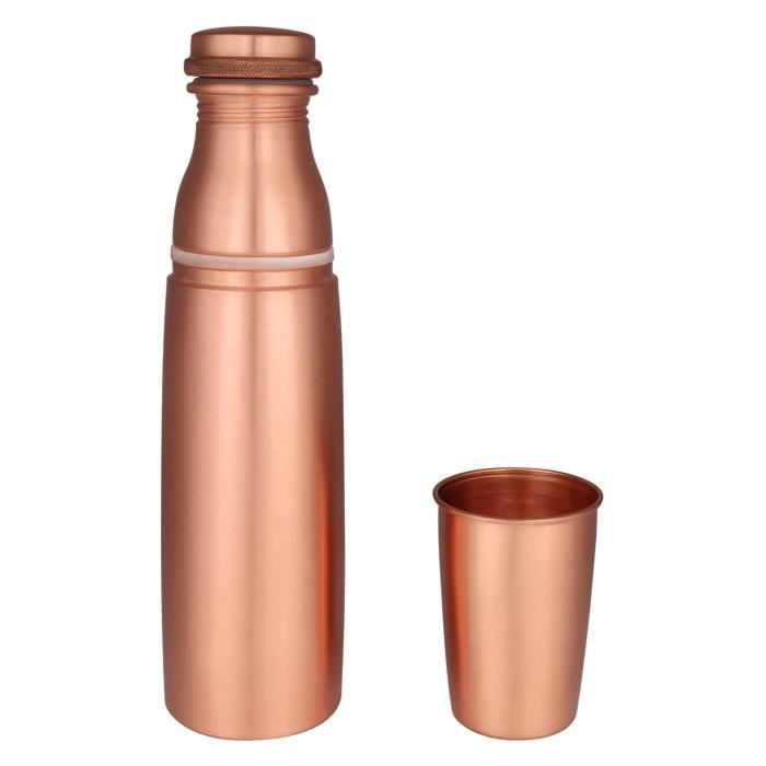 La bouteille d'eau de cuivre pure de voyageurs avec le verre pour des avantages ayurvédiques joint de bouteille de pichet d'eau libr