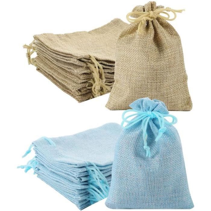 20 Sachets En Lin Avec Cordon - 13x18 Cm - Pour Cadeaux, Bijoux, Mariage, Fêtes - Réutilisables (beige)
