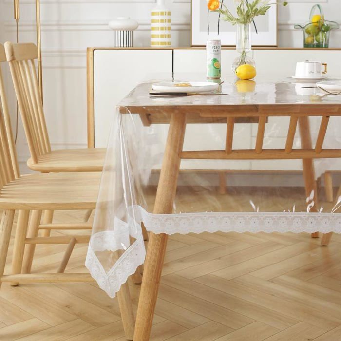 Nappe Transparente PVC 220x140cm - Imperméable, Anti-taches - Protection De Table Lavable