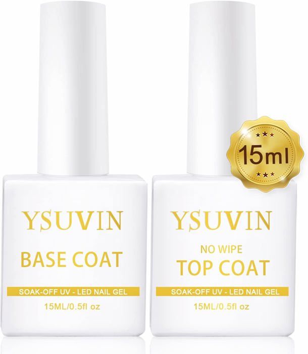 Kit Base Coat Et Top Coat Vernis Semi-permanent Kanorine - Gel UV No Wipe - 2 X 15ml - Sans Formaldéhyde