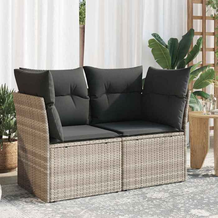 vidaXL Canapé de jardin 2 places avec coussins - vue 3