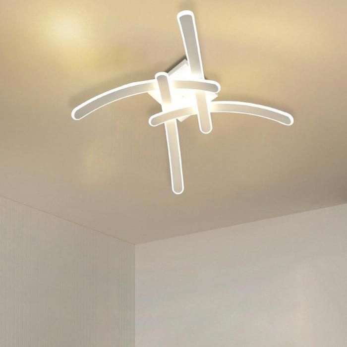 WOTTES Plafonnier LED Moderne Blanc Chaud - Lampe de Plafond Design Ondulé avec 4 Tubes de Lumière - 1pcs pour Salon Chambre