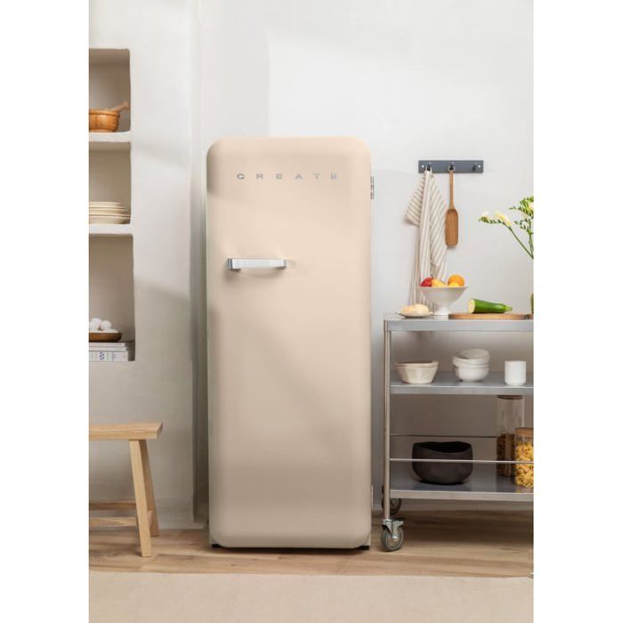 Réfrigérateur rétro - Create - 281L - Esthétique années 50 - Grande capacité - Intérieur fonctionnel