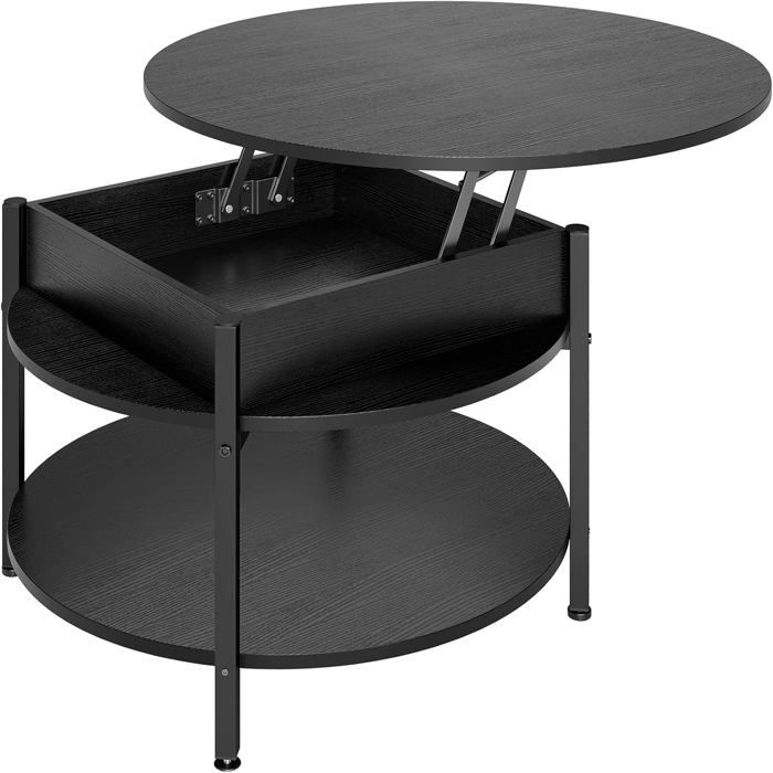 Table Basse élévable WOLTU - Compartiments Cachés - Style Industriel - 50kg Capacité - Marron Rustique