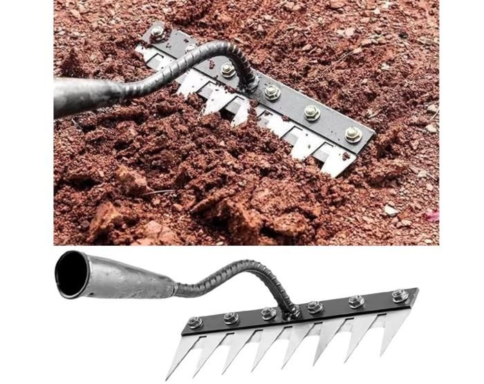 Râteau De Désherbage En Fer 8 Dents DEJIN - Outil Jardinage Robuste Et Efficace