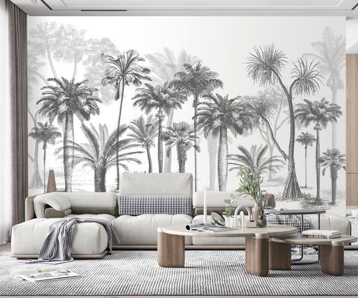 Tapisserie Tropicale Noir Et Blanc