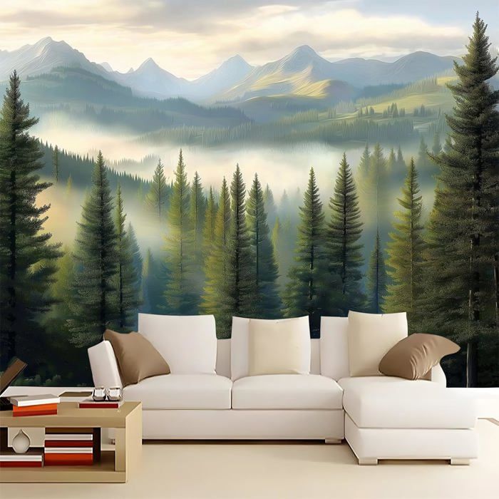 Papier Peint Panoramique Jungle Naturelle Montagnes 350x256 cm ...