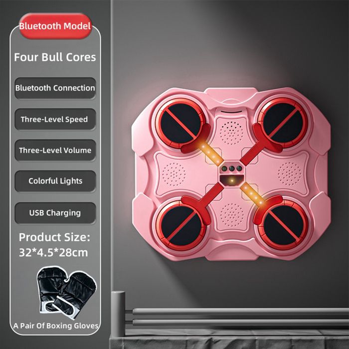 Kit Boxe Connecté pour Maison -  boxe Musique numérique pour avec  Bluetooth - Jouet Éducatif -Boxing rose quatre cibles